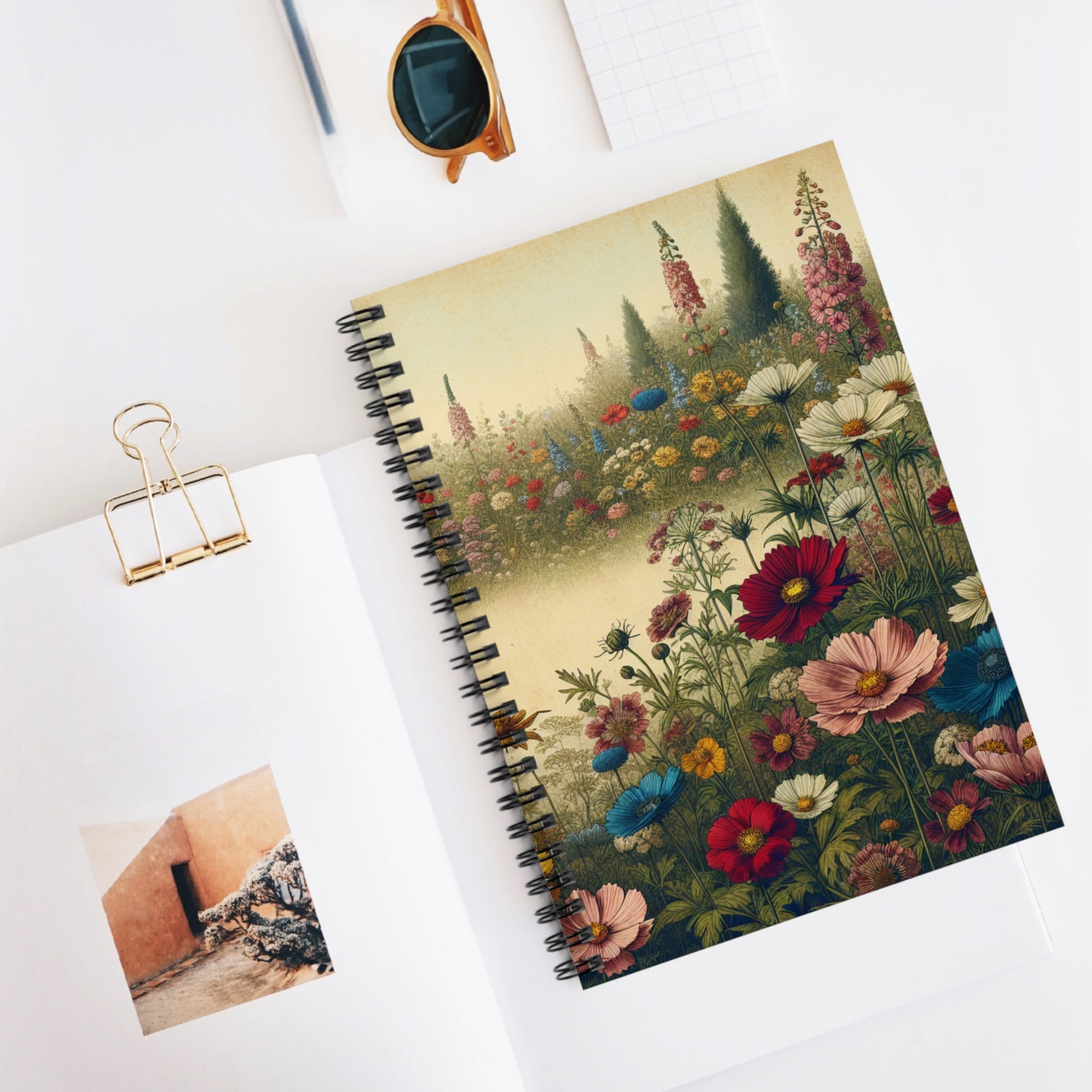Wildflower Spiral Notebook, Floral Journal, College Ruled Notepad, Botanical Diary, Nature Lover Gift, Stationery - Victory Thru Vision 