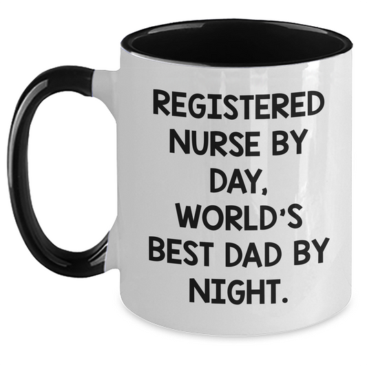 Registered Nurse Humor Gifts from Men to World's Best Dad, Two Tone Coffee Mug for Father's Day - Main
