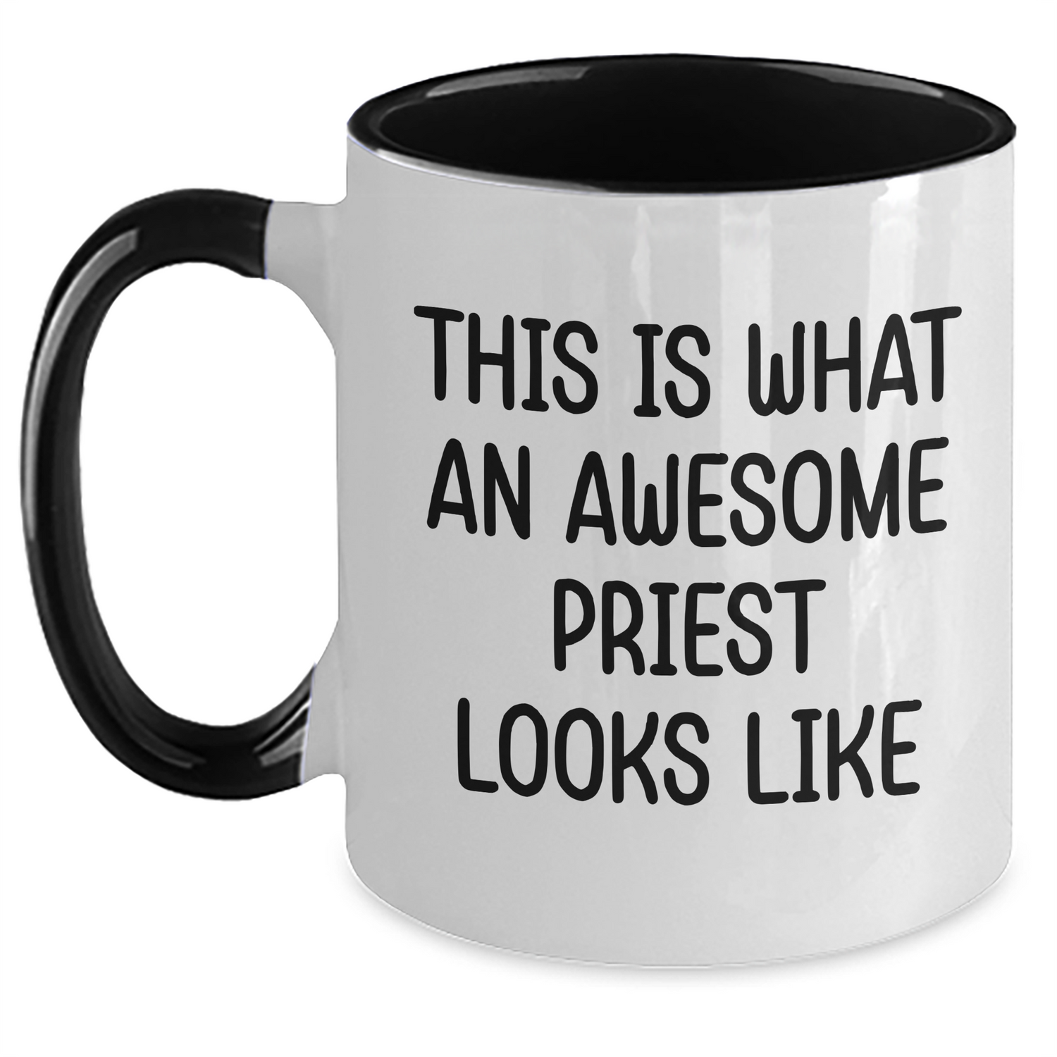 Funny Priest Gifts - Two Tone Coffee Mug for Father's Day - This Is What An Awesome Priest Looks Like, Gifts from Men to Priest - Victory Thru Vision 