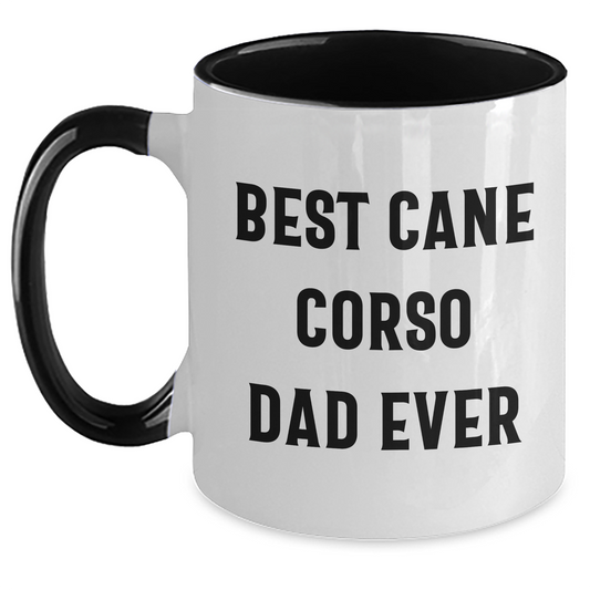 Funny Cane Corso Dog Dad Jokes Two Tone Coffee Mug Gifts from Family for Father's Day - Victory Thru Vision 