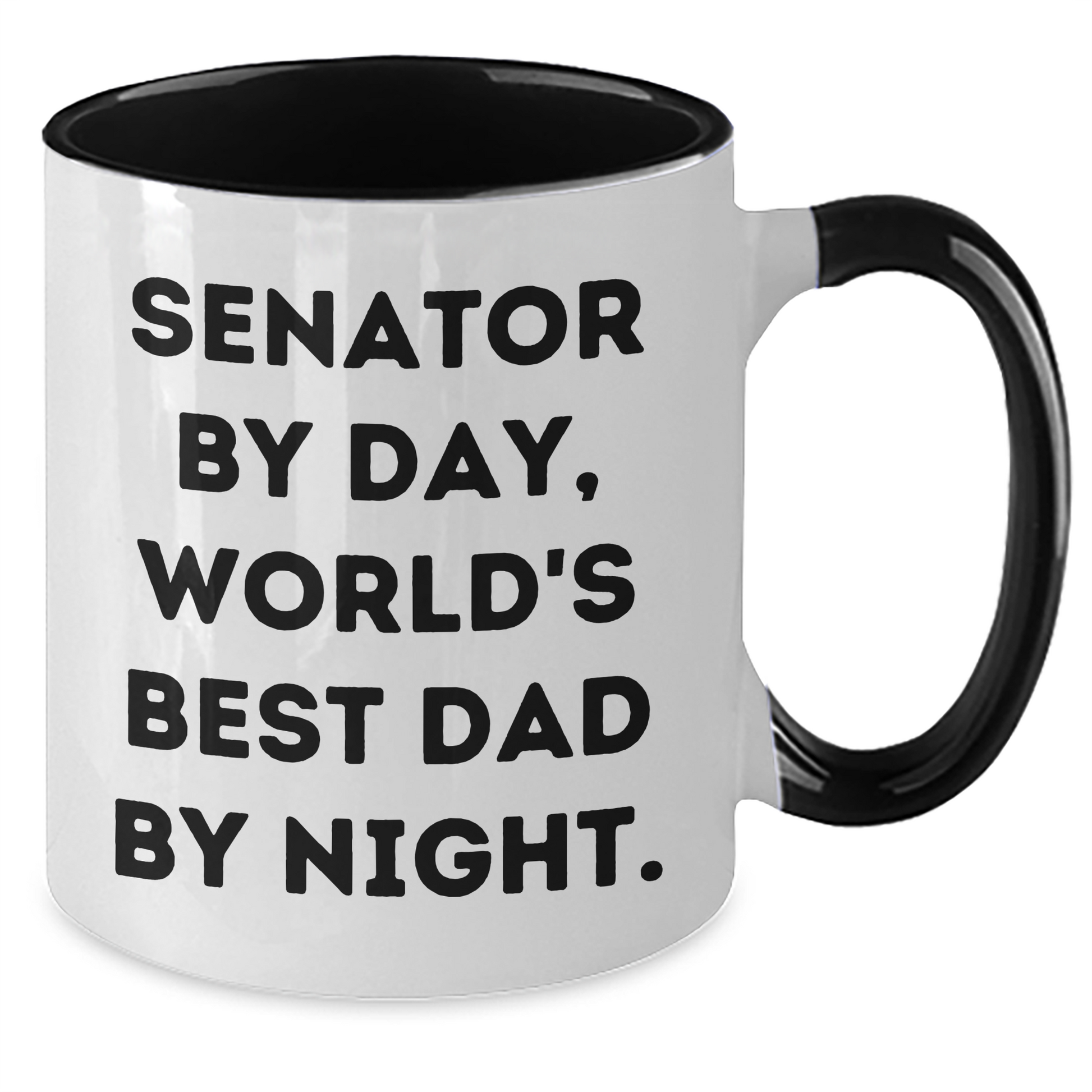 Senator By Day, World's Best Dad By Night. Funny Two Tone Coffee Mug, Gifts from Men, Gifts for Senator, Mother's Day Unique Gifts - Additional