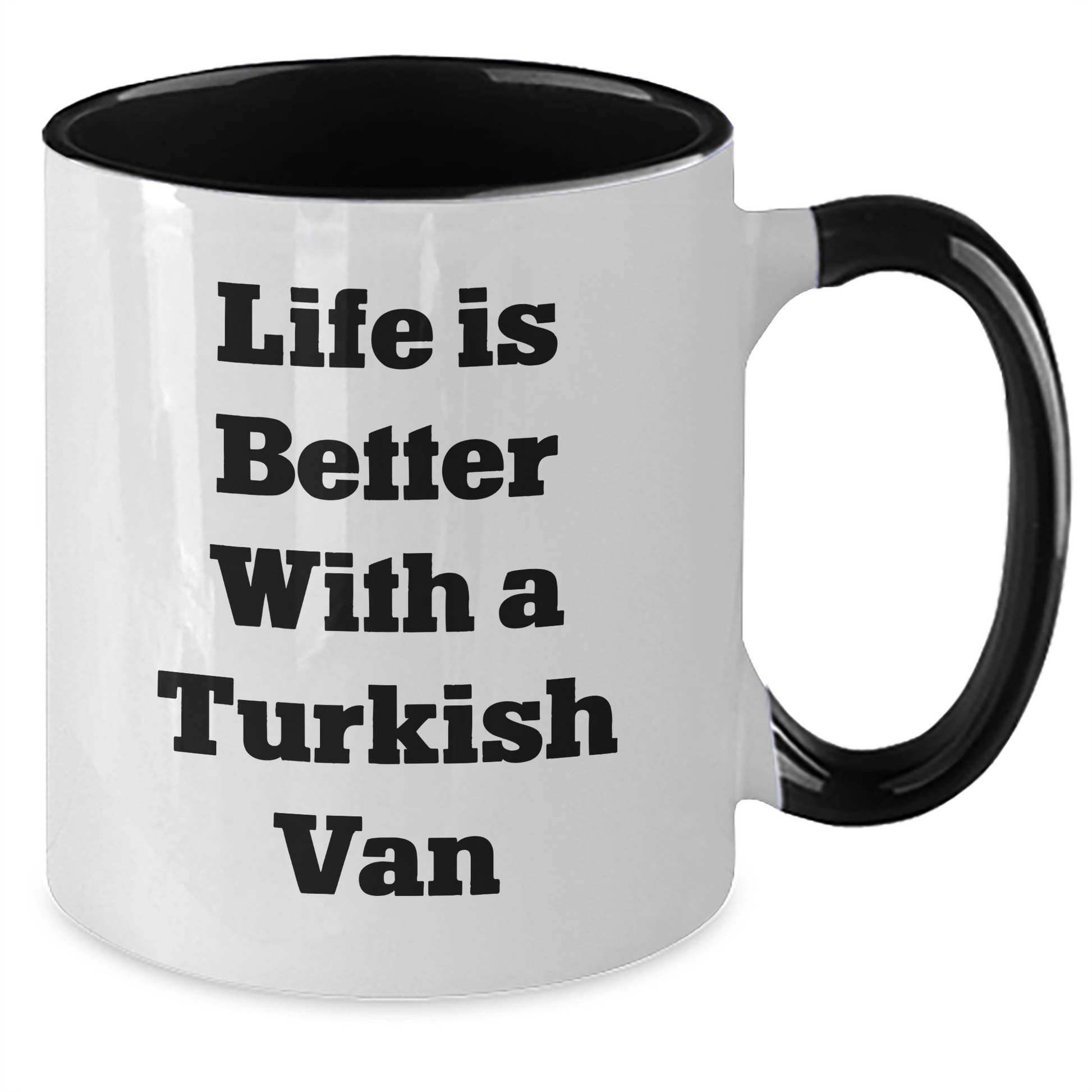 Funny Turkish Van Cat Gifts for Men, Women, Family - Life Is Better with a Turkish Van Coffee Mug for Father's Day, Two Tone Mug with 11oz Capacity - Victory Thru Vision 