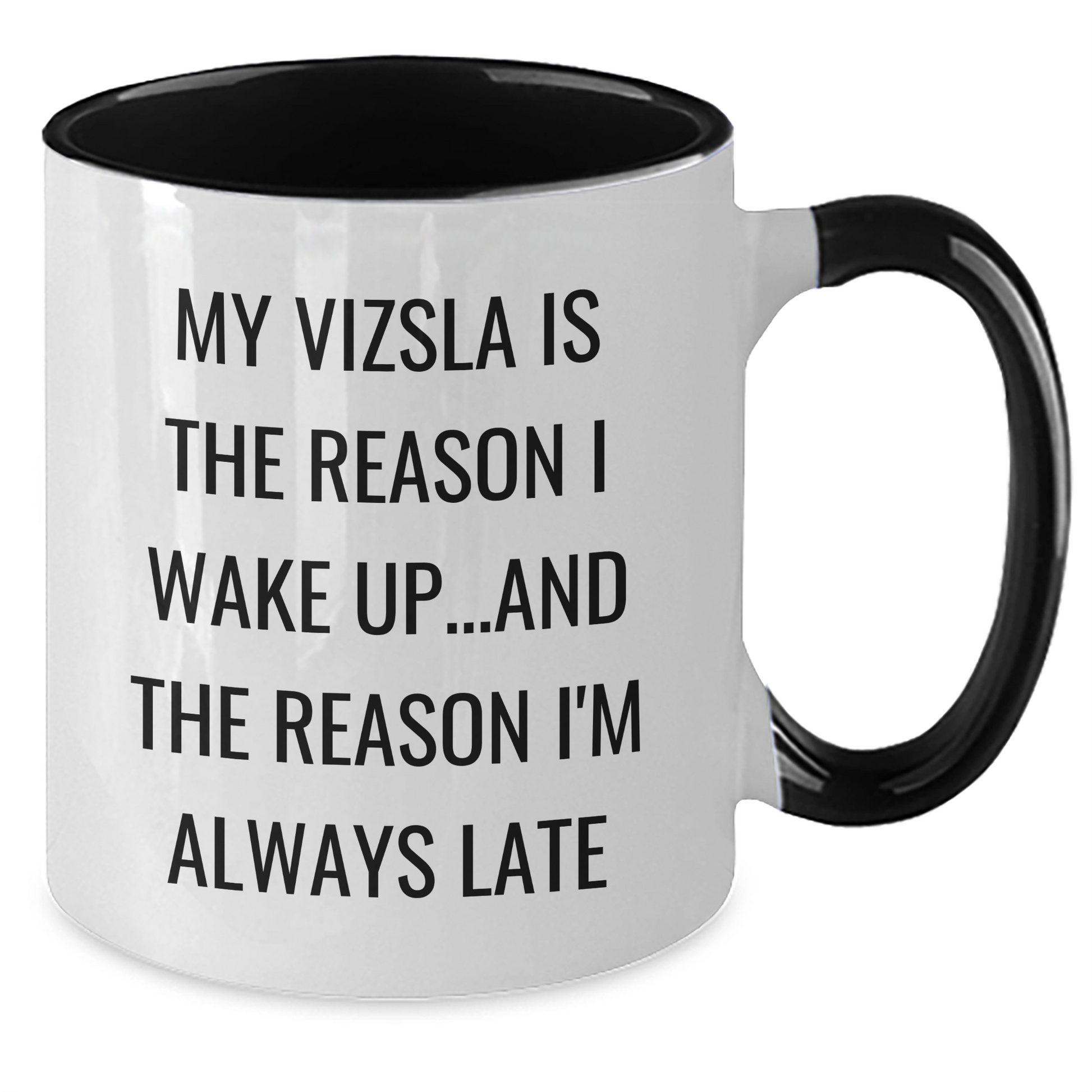 Vizsla Dog Lovers Funny Coffee Mug, Gifts from Family for Dad, Father's Day Unique Ideas, 'My Vizsla Is The Reason I Wake Up...and The Reason I'm Always Late' - Additional