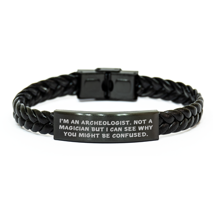 Funny Archeologist Gifts, Interlaced Leather Bracelet for Men, Gifts from Dad, Father's Day Unique - Victory Thru Vision 