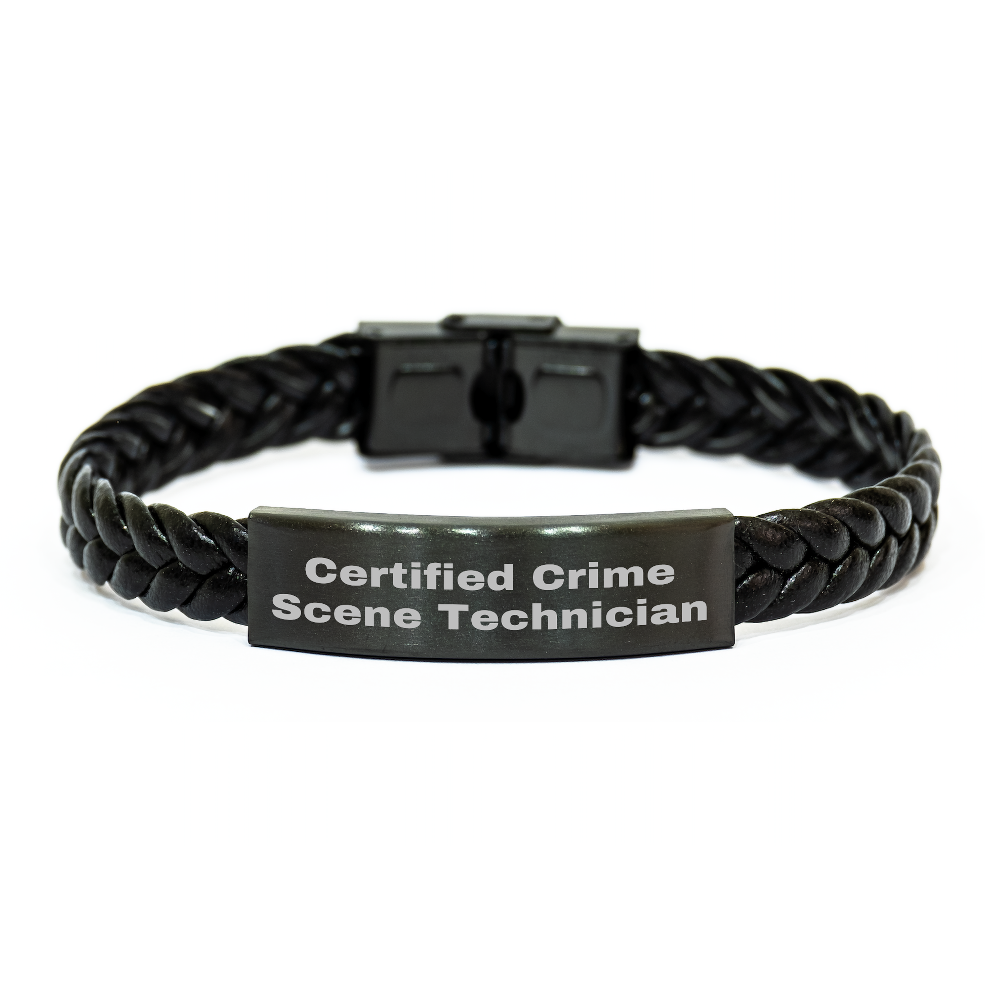 Certified Crime Scene Technician Gifts - Funny Interlaced Leather Bracelet for Mom, Gifts from Friends to Crime Scene Technician on Mother's Day, Stainless Steel and PU Leather - Image 1