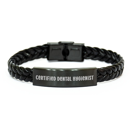 Certified Dental Hygienist Gifts, Interlaced Leather Bracelets for Mom's Day - 'She's a Real Treasure' Quote, Gifts from Family to Dental Hygienist, Unique Mother's Day Unique Gifts - Image 1