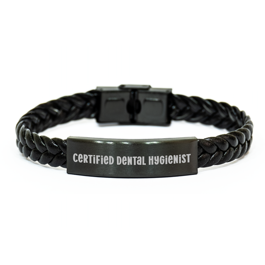 Certified Dental Hygienist Gifts, Interlaced Leather Bracelets for Mom's Day - 'She's a Real Treasure' Quote, Gifts from Family to Dental Hygienist, Unique Mother's Day Unique Gifts - Image 1