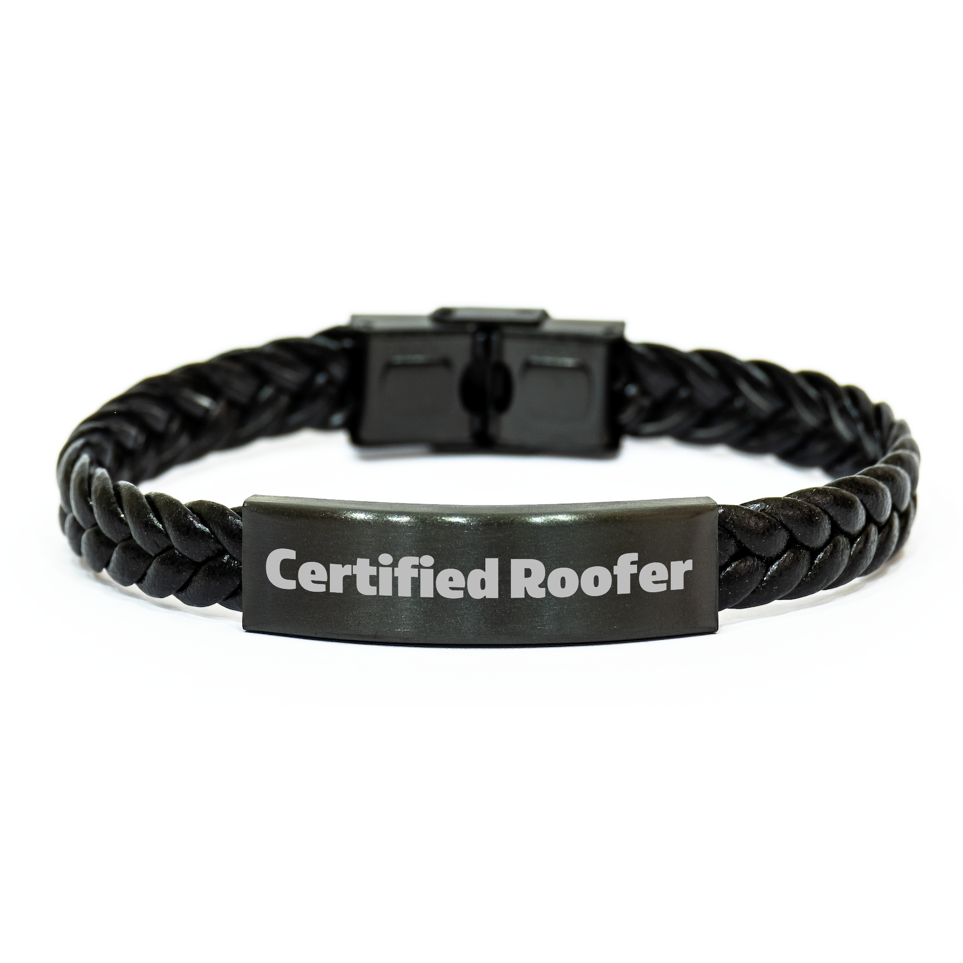Roofer Gifts from Men - Funny Quote Certified Roofer Interlaced Leather Bracelet for Father's Day - Image 1