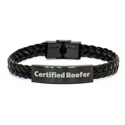 Roofer Gifts from Men - Funny Quote Certified Roofer Interlaced Leather Bracelet for Father's Day - Image 1