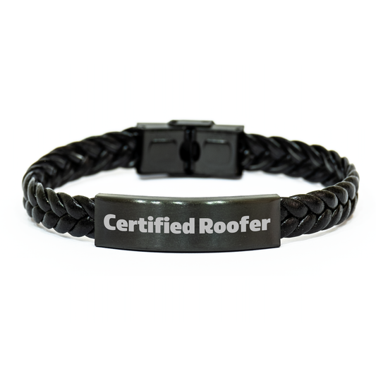 Roofer Gifts from Men - Funny Quote Certified Roofer Interlaced Leather Bracelet for Father's Day - Image 1