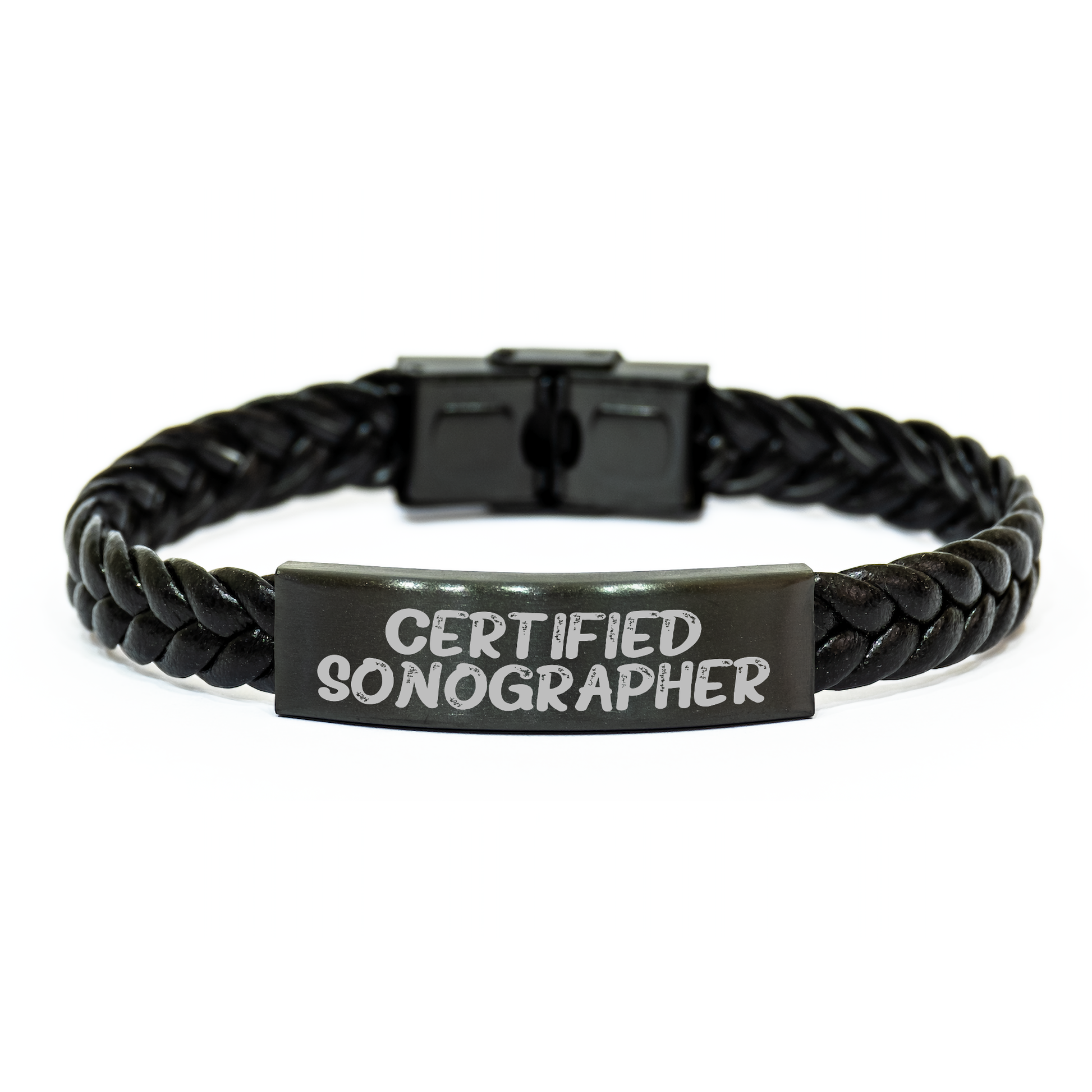Sonographer Gifts from Loved Ones, Certified Quote Interlaced Leather Bracelet for Mother's Day, Unique Stainless Steel and PU Leather Combination - 7.87 inches - Image 1