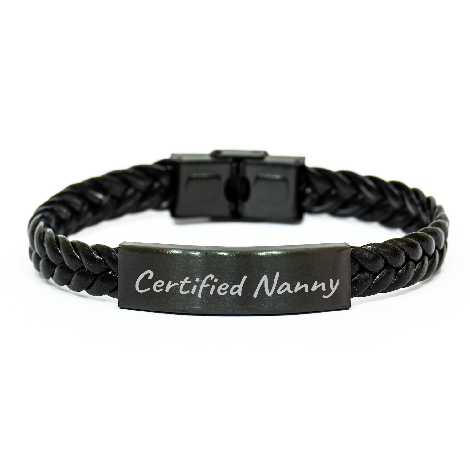 Certified Nanny's Humorous Gift, 'Nanny Superhero' Interlaced Leather Bracelet, Father's Day Unique Gifts from Family to Nanny, Gifts for Nanny's Special Day - Victory Thru Vision 