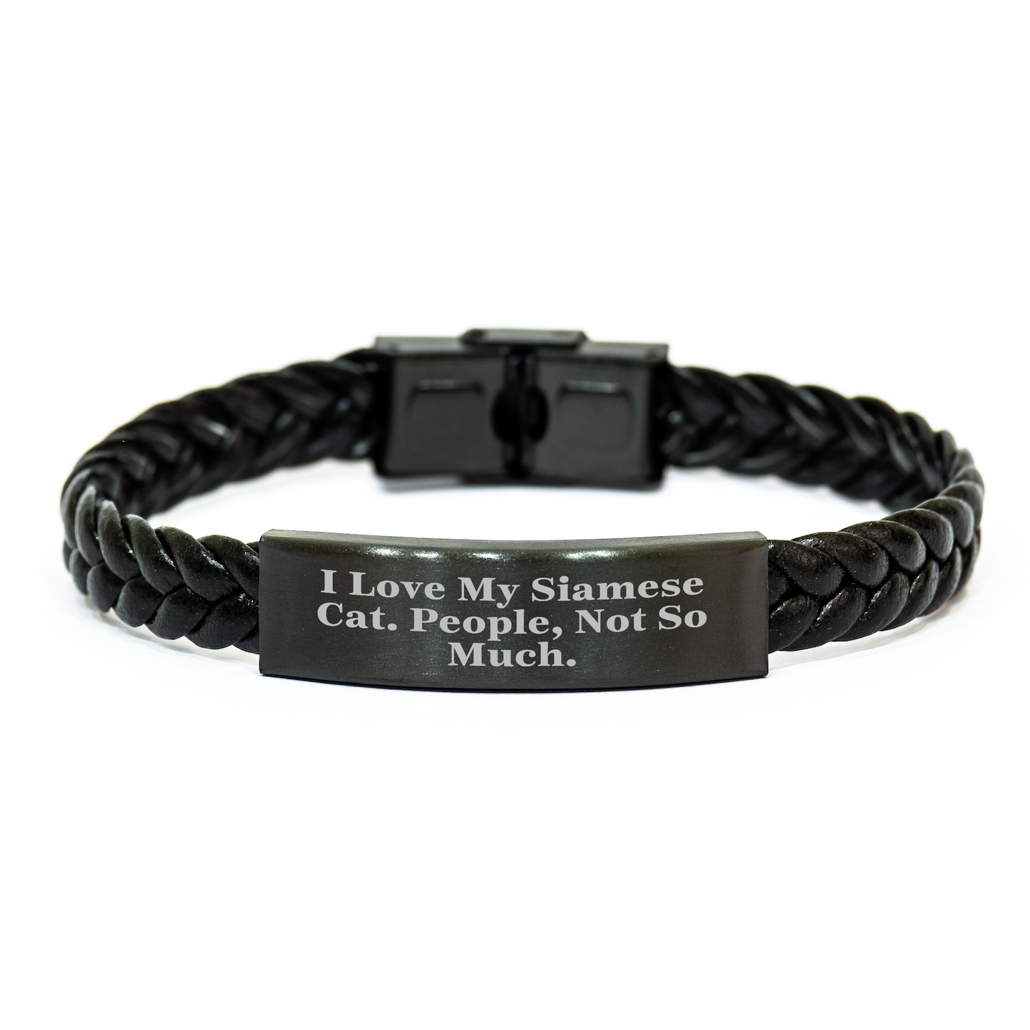 Siamese Cat Lovers Funny Gift, Interlaced Leather Bracelet for Dad, Father's Day Unique Gifts from Men to Family, Gifts for Siamese Cat Enthusiasts - Image 1