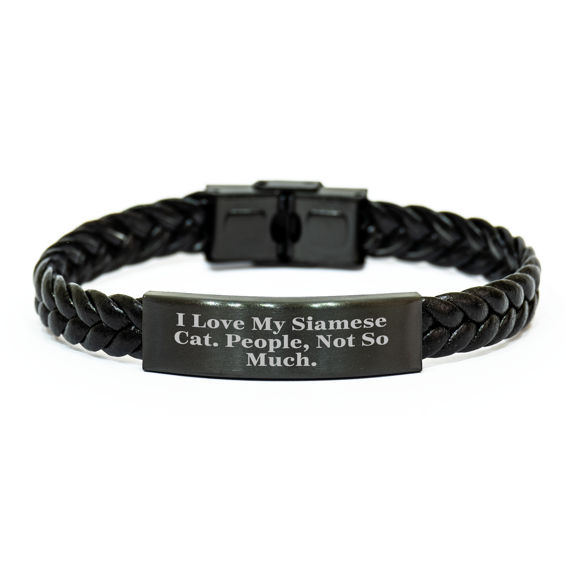 Siamese Cat Lovers Funny Gift, Interlaced Leather Bracelet for Dad, Father's Day Unique Gifts from Men to Family, Gifts for Siamese Cat Enthusiasts - Image 1
