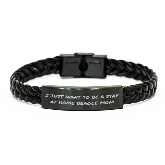 Beagle Dog Mom's Funny Quote Interlaced Leather Necklace Gifts for Men from Family, Friends, Coworkers, Father's Day Unique Presents - Image 1