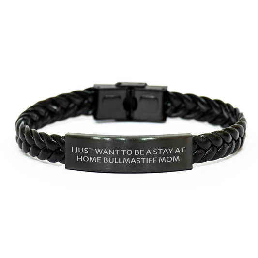 Bullmastiff Mom's Delight, Interlaced Leather Bracelet Gifts for Him, Father's Day Unique from Mom - Image 1
