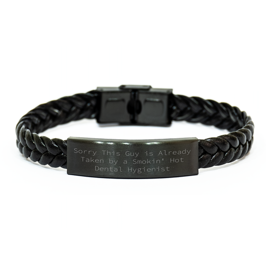 Dental Hygienist Gifts, Funny Quote Interlaced Leather Bracelet, Father's Day Unique Gifts from Friends, Gifts for Dental Hygienist - Image 1