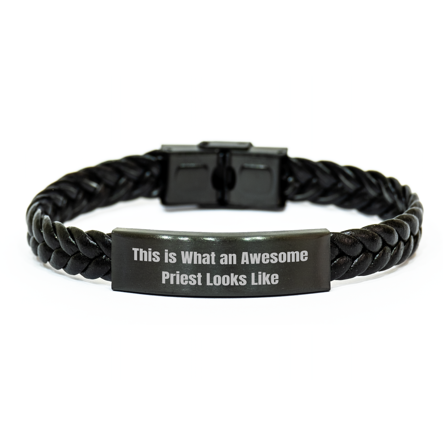 Funny Priest Gifts from Men to Awesome Priests, Interlaced Leather Braclet for Father's Day - Victory Thru Vision 