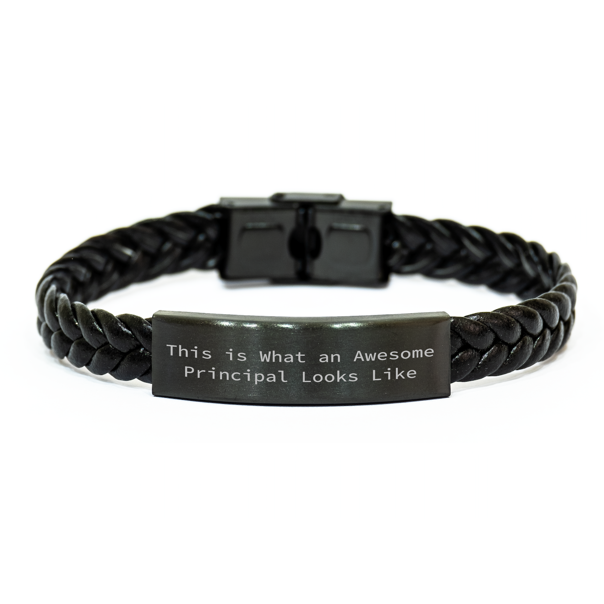 Funny Principal Gifts, Interlaced Leather Bracelet with Quote 'This Is What An Awesome Principal Looks Like', Father's Day Unique Gifts from Men to Principal - Victory Thru Vision 