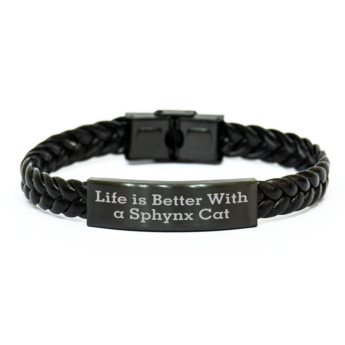 Sphynx Cat Gifts, Funny Quote Interlaced Leather Bracelet, Gifts from Men to Sphynx Cat Lovers for Father's Day - Victory Thru Vision 