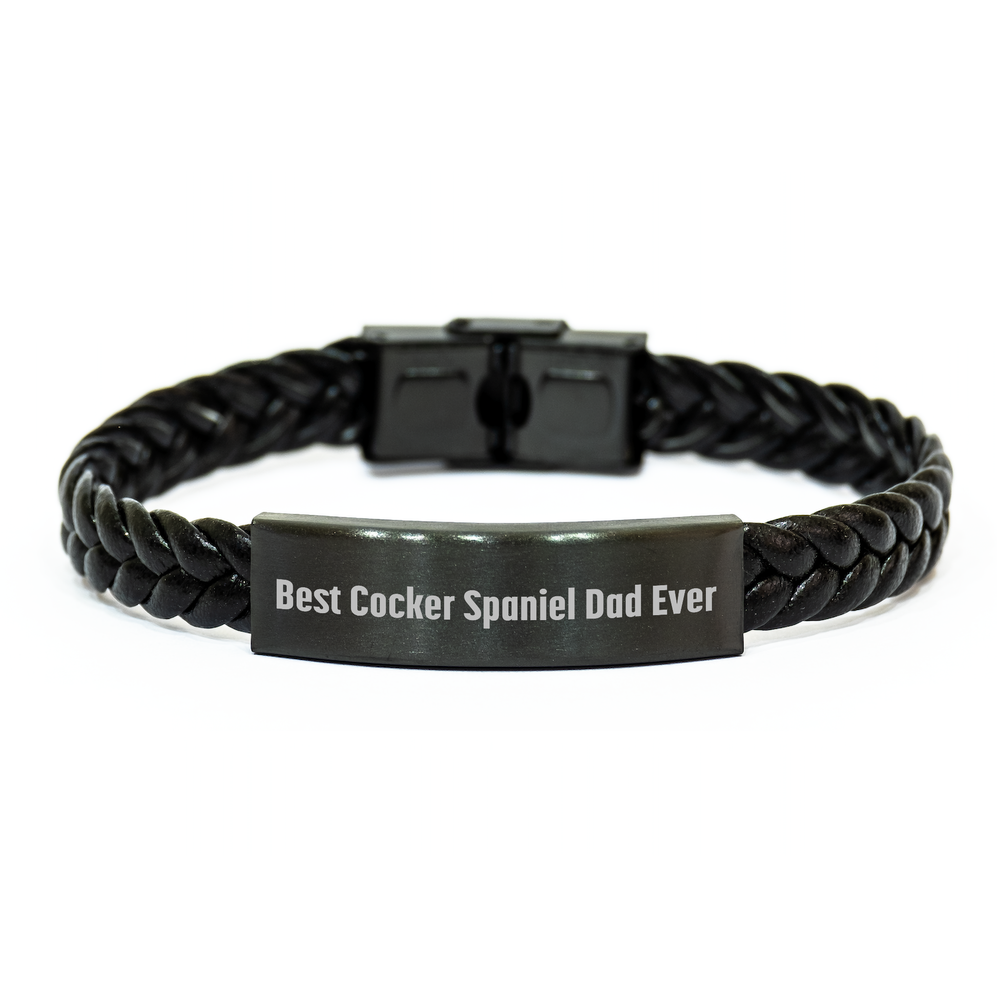 Cocker Spaniel Dog Enthusiast Gifts for Dad Funny Quote Interlaced Leather Bracelet, Gifts from Family to Best Cocker Spaniel Dad Ever, Father's Day Unique Gifts for Men - Victory Thru Vision 