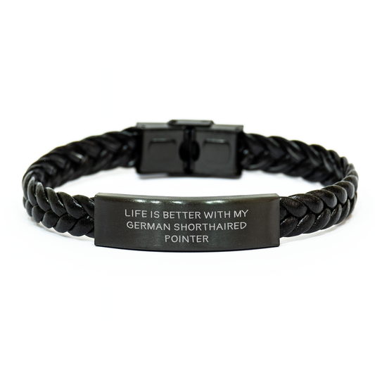 German Shorthaired Pointer Dog Gifts, Funny Inspirational Quote, Interlaced Leather Bracelet for Men, Gifts from Men to Father's Day Unique Gifts for German Shorthaired Pointer Dog Lovers - Victory Thru Vision 