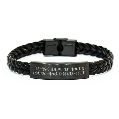 Alaskan Malamute Dog Lovers Gifts from Men to Friends - Interlaced Leather Bracelet, Funny Quote, Father's Day Unique Gifts - Image 1