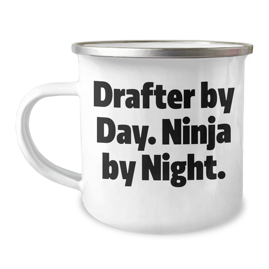 Funny Drafter Gifts from Men to Women - Drafter By Day. Ninja By Night. Camping Mug for Mother's Day - Victory Thru Vision 