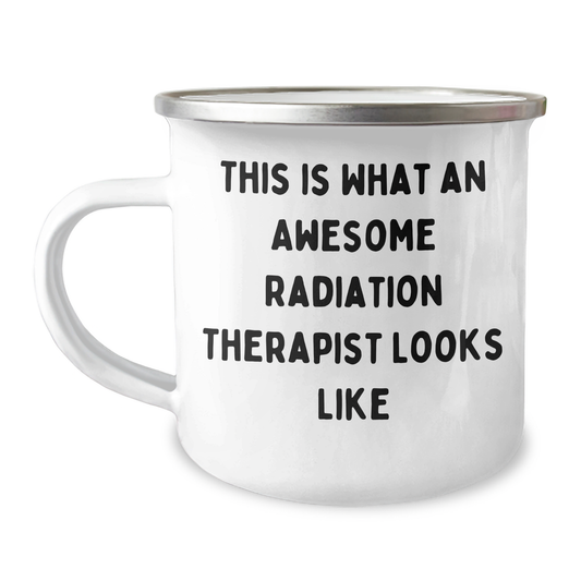 Gifts from Men to Awesome Radiation Therapist - 'This Is What An Awesome Radiation Therapist Looks Like' - Unique Mother's Day Present for Her Camping Mug - Image 1