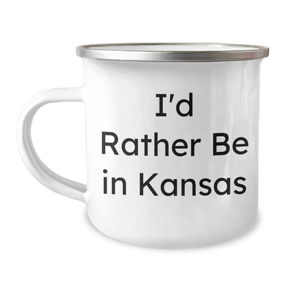 Funny Kansas Gifts for Dad - I'd Rather Be In Kansas Camping Mug, Father's Day Unique Gifts from Family, Friends, or Coworkers - Victory Thru Vision 