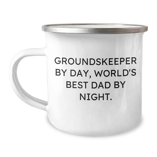 groundskeeper Gifts for Men - Funny Camping Mug, 'groundskeeper by Day, World's Best Dad by Night.' Quote - Unique Mother's Day Unique Gifts - Image 1