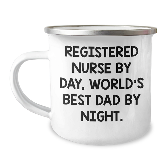 Registered Nurse Humor Gifts from Friends and Family - World's Best Dad Camping Mug, Funny Quote for Father's Day, 12 oz Stainless Steel with Enamel Finish - Image 1
