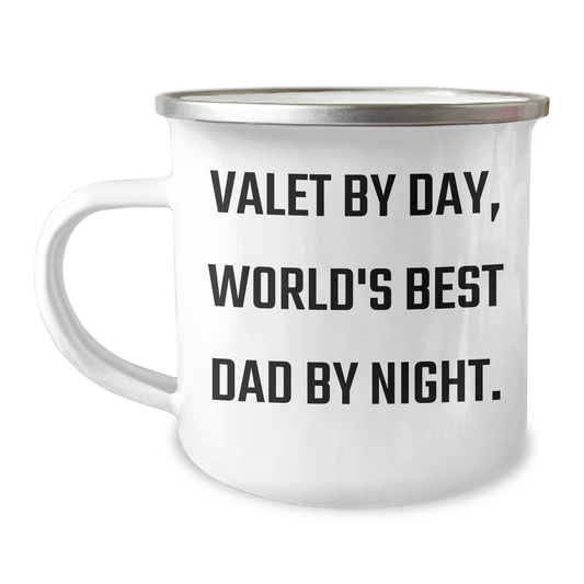Funny Valet Gifts from Men to World's Best Dad on Father's Day, Valet By Day Camping Mug for Men - Victory Thru Vision 