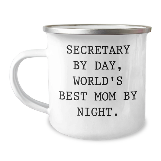 Secretary By Day, World's Best Mom By Night. Funny Gifts for Secretary, Camping Mug for Mother's Day, Gifts from Family - Victory Thru Vision 