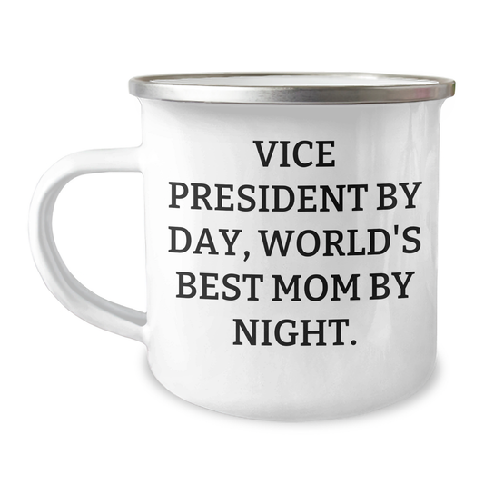 Vice President Gifts from Mom, World's Best Mom By Night - Funny Camping Mug for Men, Perfect for Father's Day, Vice President, 12 oz Capacity - Image 1