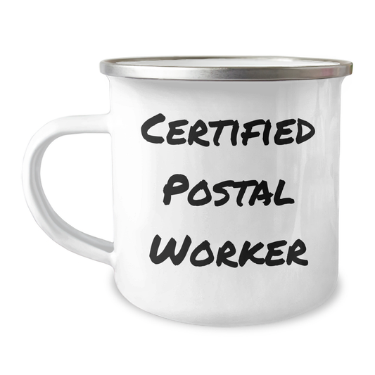 Funny Certified Postal Worker Gifts from Friends and Family - 'I'm not late, I'm just on postal time' Camping Mug for Men and Women, Father's Day Unique Gifts - Victory Thru Vision 