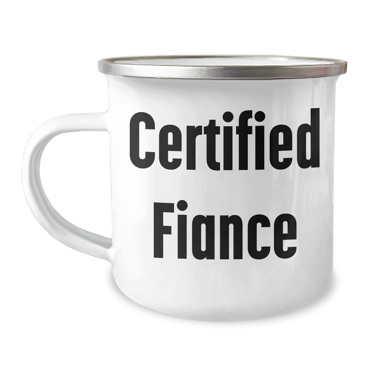 Funny Fiance Gifts for Him - Camping Mug with Inspirational Quote, Gifts from Friends for Father's Day, 12 oz Stainless Steel with Enamel Finish - Victory Thru Vision 