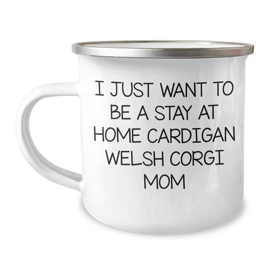 Cardigan Welsh Corgi Dog Mom Funny Gifts from Men to Gifts for Dad's Special Father's Day, Enamel Camping Mug with Quote - Image 1