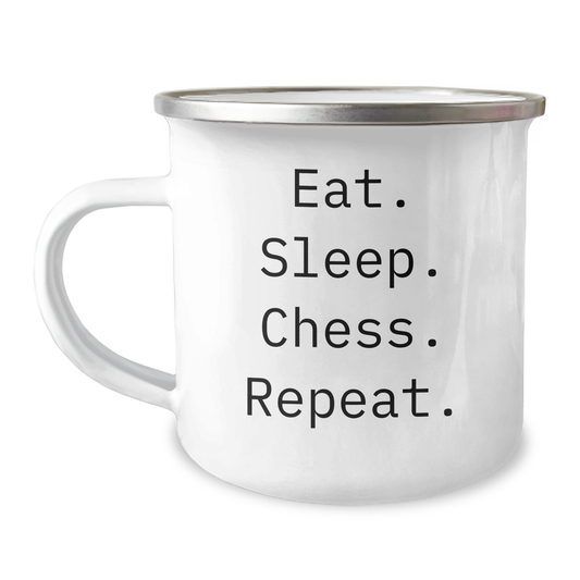 Funny Chess Lover Gifts from Family - Eat. Sleep. Chess. Repeat. Camping Mug for Father's Day - Image 1