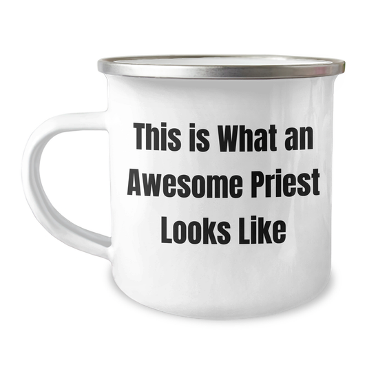 Funny Priest Gifts for Dad - 'This Is What An Awesome Priest Looks Like' Camping Mug, Father's Day Unique Gifts from Family, Friends, or Coworkers for Him - Image 1