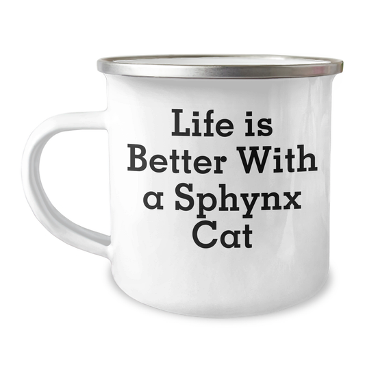 Sphynx Cat Lover Gifts, Funny Quote Mug for Dad, Father's Day Unique Gifts from Friends, 12 oz Stainless Steel Camping Mug - Victory Thru Vision 