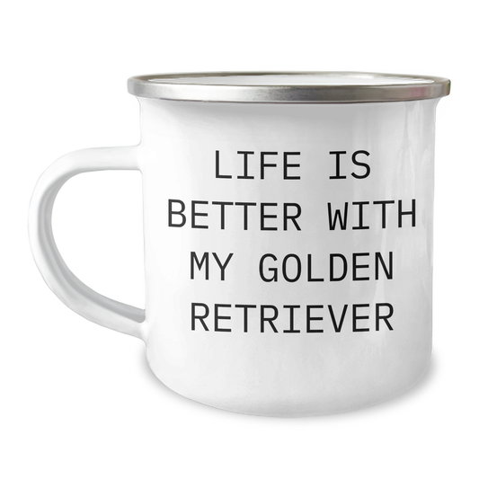 Funny Golden Retriever Dog Gifts for Men from Dad - Life Is Better With My Golden Retriever Camping Mug, Father's Day Unique - Victory Thru Vision 