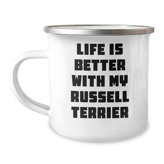 Russell Terrier Dog Lovers Gifts, Funny Camping Mug for Dad, Life Is Better With My Russell Terrier, Father's Day Unique Gifts from Friends - Victory Thru Vision 