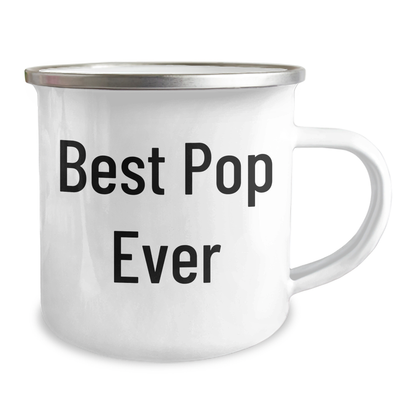 Funny Pop Gifts for Mom, Best Pop Ever Camping Mug, 12 oz Stainless Steel with Enamel Finish, Gifts from Family, Perfect for Mother's Day - Victory Thru Vision 