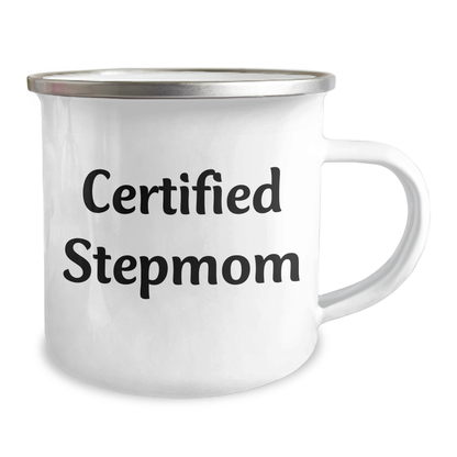 Funny Stepmom Gifts for Her, Certified Stepmom Camping Mug, Father's Day Unique Gifts from Friends, Family, or Coworkers - Victory Thru Vision 