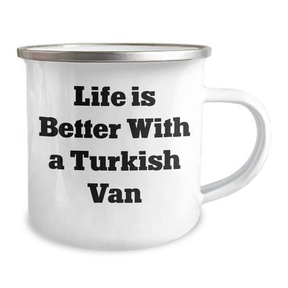 Turkish Van Cat Lovers Gifts from Men, Unique Camping Mug for Dad on Father's Day - 'Life Is Better With A Turkish Van' - Victory Thru Vision 