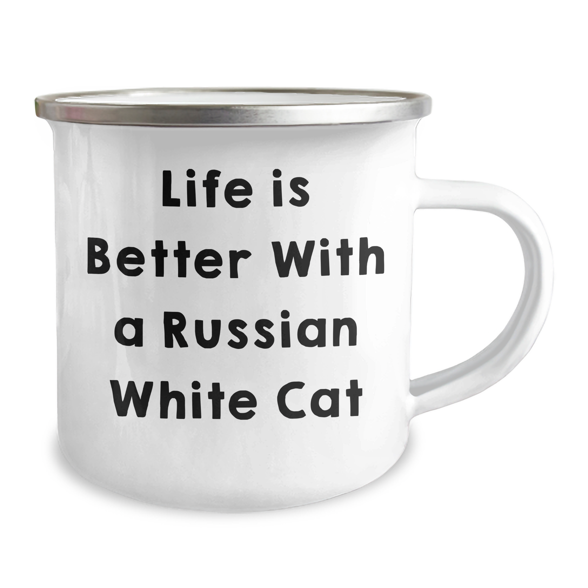 Russian White Cat Lover's Camping Mug, Funny Quote, Gifts from Friends, Father's Day Unique Gifts for Men, Women, Family - Victory Thru Vision 