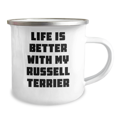 Russell Terrier Dog Lovers Gifts, Funny Camping Mug for Dad, Life Is Better With My Russell Terrier, Father's Day Unique Gifts from Friends - Victory Thru Vision 