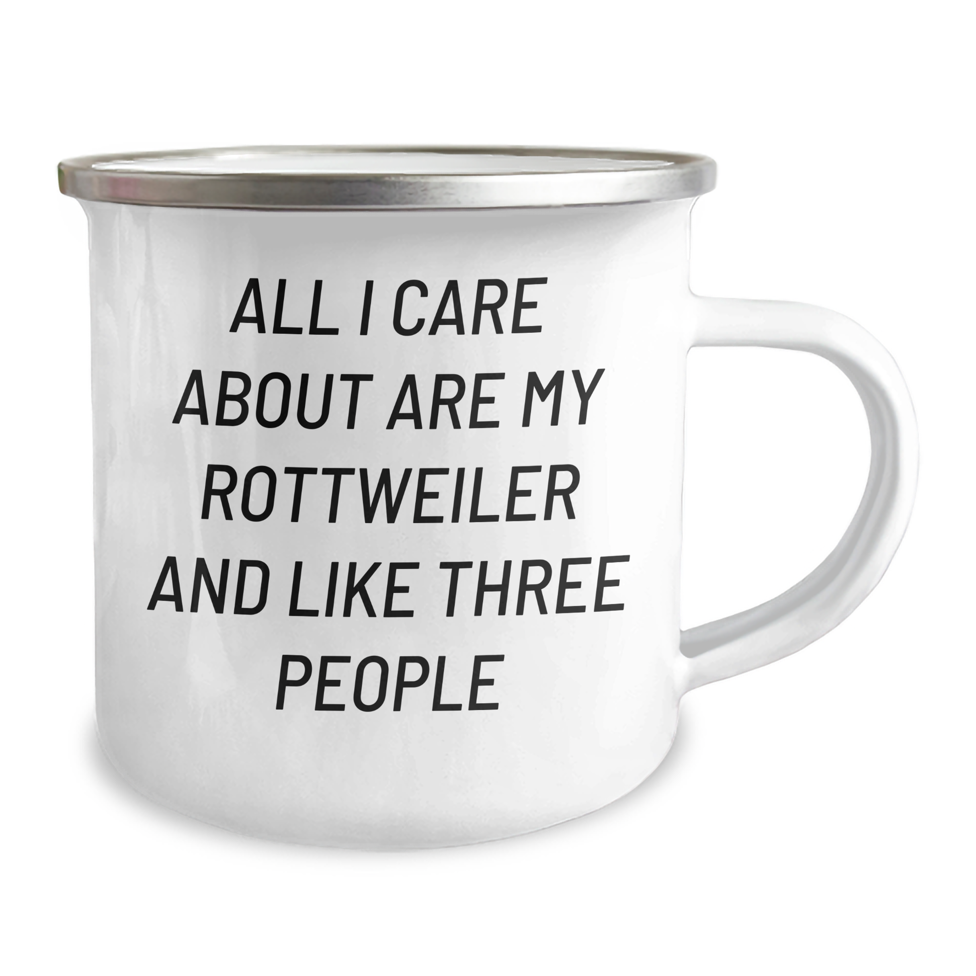 Rottweiler Dog Lover's Camping Mug, Funny Gift for Men, Father's Day Unique Gifts from Family, 'All I Care About Are My Rottweiler And Like Three People' - Image 2