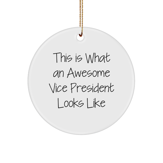 Funny Vice President Gifts, This Is What An Awesome Vice President Looks Like Circle Ornament for Christmas, Gifts from Friends, Family, Coworkers, or Men to Vice President, Women, or Men - Image 1